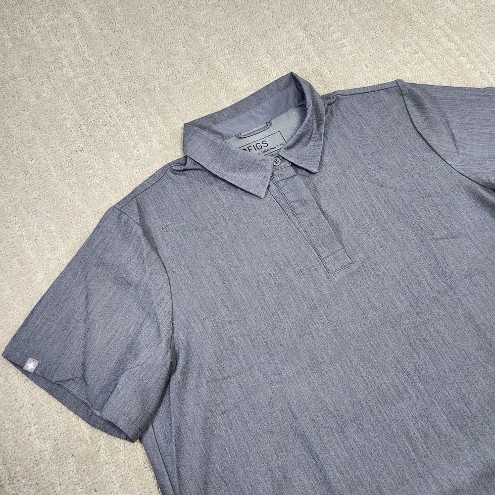 FIGS Nala Scrub Top Women XL Polo Shirt Gray Stretch Nurse W21SW1053